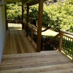 Cedar deck, picket rails and steps