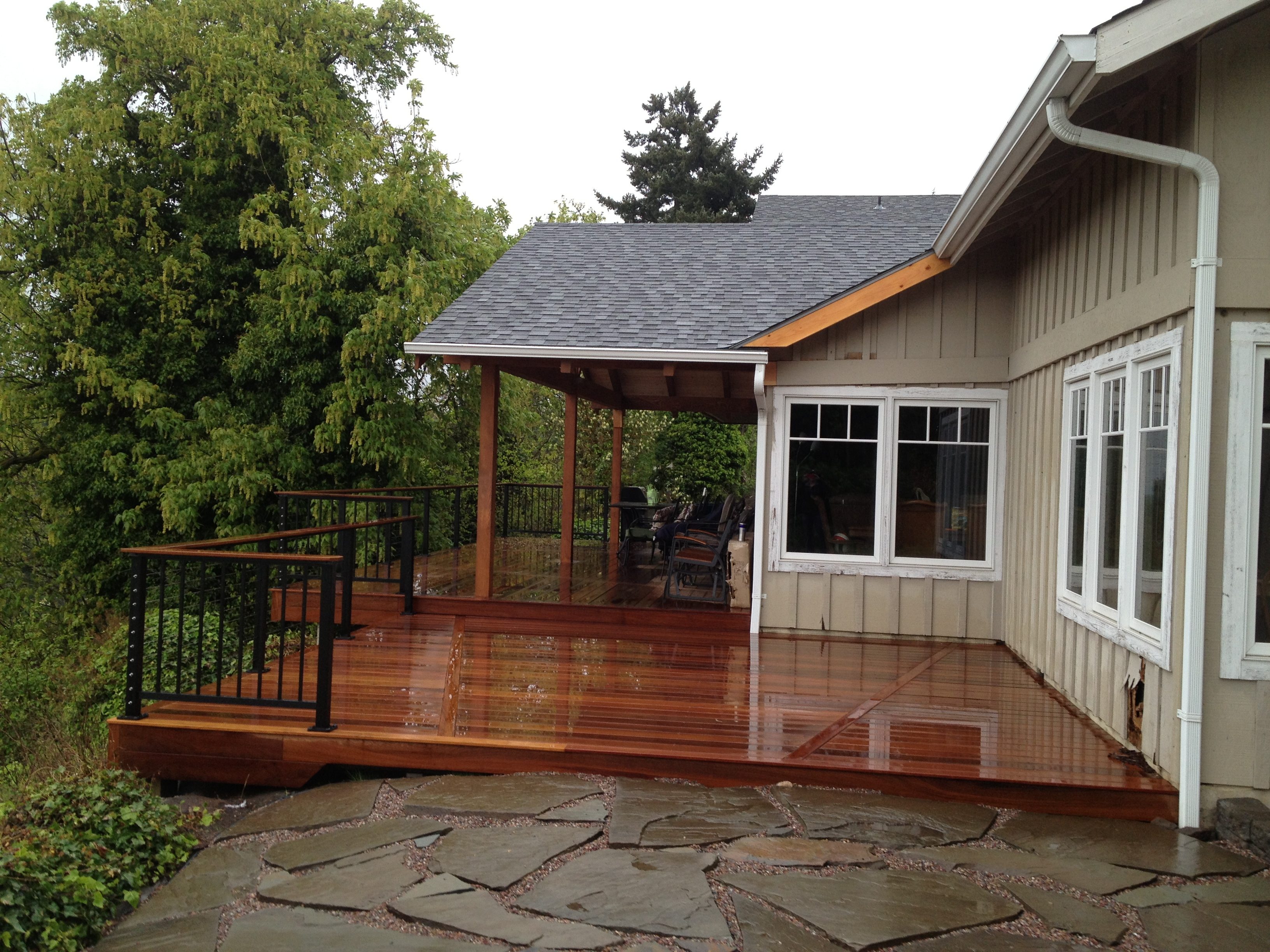 Ironwood deck with alumarail and overhang addition tied into home