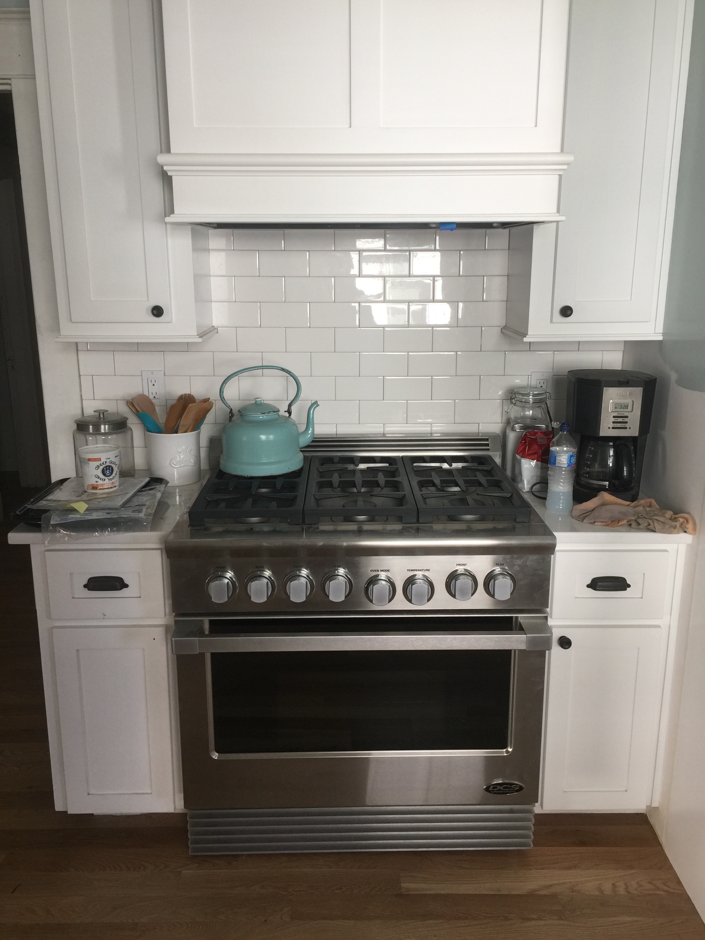 New Stove, Cabinets, Tile