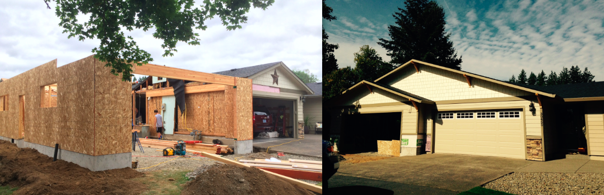 Before and After - new garage addition