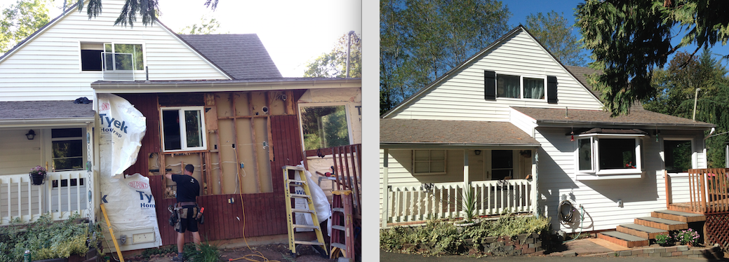 New Bay Window and Siding - before and after